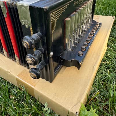 Antique German Concertina Button Accordion - Steel Bronze Reeds image 3
