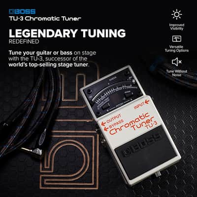 Boss TU-3 Chromatic Floor Tuner for Guitar and Bass | Industry-Standard Performance | Tank-Tough BOSS Stompbox Body | 21-Segment LED Meter | Accurate to +/- One Cent | Accu-Pitch Sign Function image 7