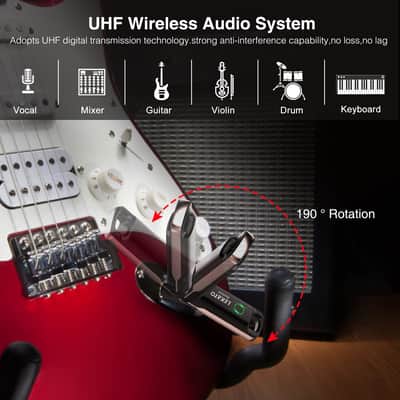 LEKATO UHF Wireless Guitar Bass Keyboard System Transmitter Receiver image 7