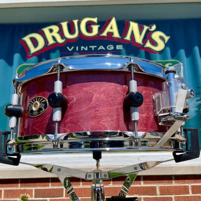 Bison Drum Company 5.5x14 Snare Drum Transparent Red Sparkle image 3