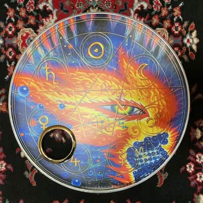 Evans Danny Carey / TOOL 22” Fear Inoculum “Flame” Bass Drum Head w/Gold Mic Port image 1