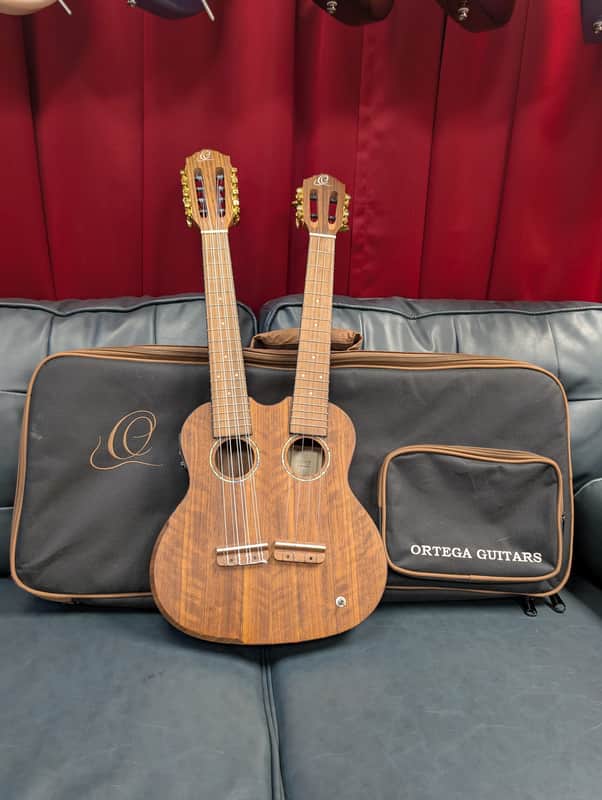 Ortega Hydra Double Neck Tenor Electric Ukulele - Natural Ovangkol w/Gigbag image 1