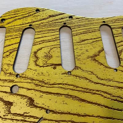 US made satin yellow swamp ash grain laser engraved Baltic birch wood pickguard for Stratocaster image 2