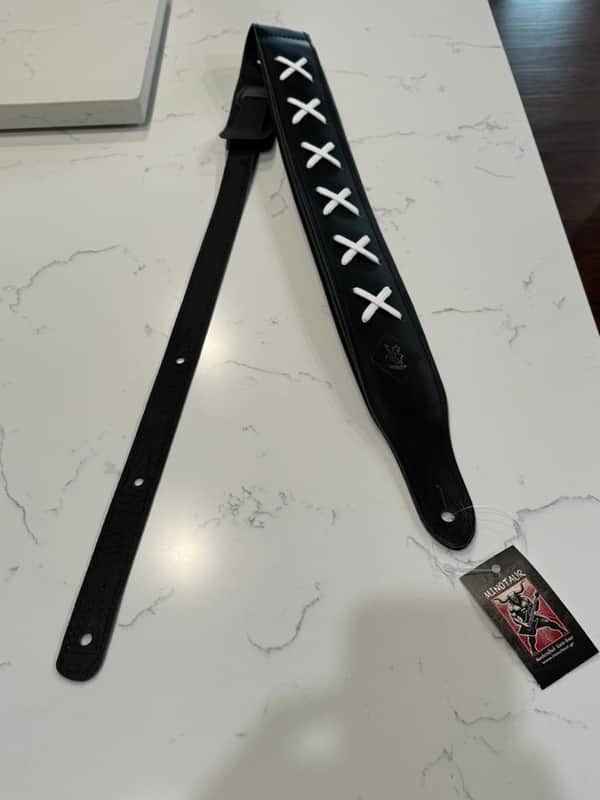 Minotaur Dave X Black Leather Guitar Strap Handmade in Europe New, David Gilmour image 1