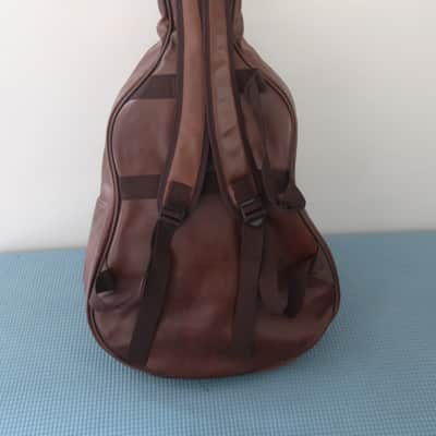 Vintage 1980s Acoustic Guitar Regular Dreadnought Size Case Brown Pleather Brown Gig Bag Heavy Duty Soft Leather Tearproof Workhorse Well Made 40 x 15 x 4 image 6