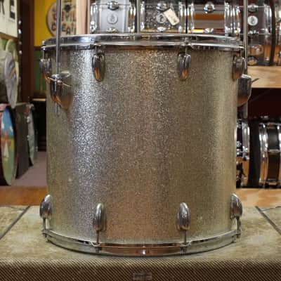 1970s Slingerland Gene Krupa Deluxe Outfit in Sparkling Silver Pearl 14x20 9x13 16x16 image 11