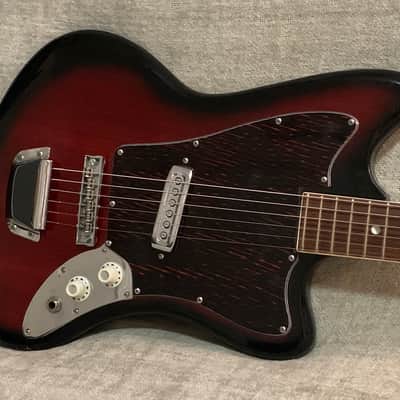 Vintage 1960’s Conqueror Teisco Kawai Kingston 23.5” Short Scale Offset Electric Guitar + 2 Tone Case Japan MIJ image 5