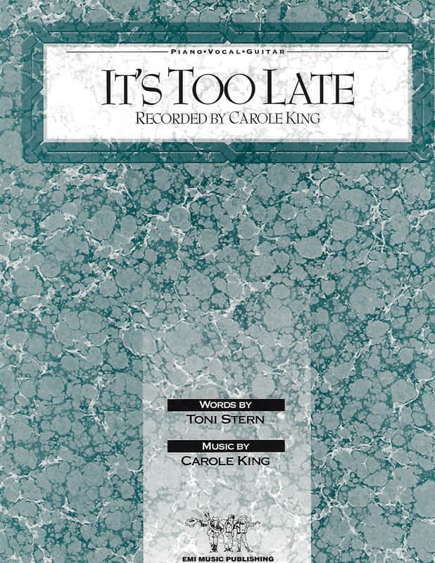 Hal Leonard 353402 It's Too Late by Carole King P/V/G Sheet Music image 1
