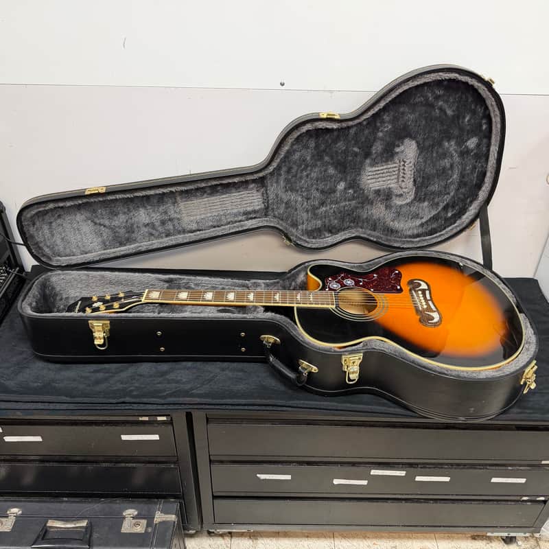 Used Epiphone EJ-200CE VS Super Jumbo Acoustic Electric Guitar Vintage Sunburst with Case 2011 image 1