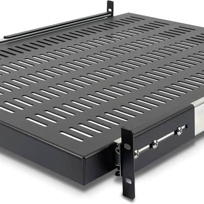 Startech 2U Sliding Server Rack Mount Shelf - 20 to 30in Adjustable Mounting Depth - Vented - 50lb - Heavy Duty Universal 19” Rack Shelf for Equipment Rack - 24in Deep image 1