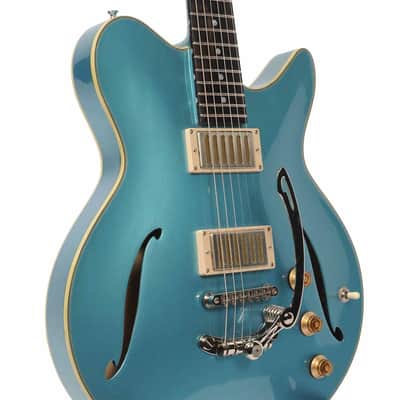 Eastman 2022 Romeo LA Semi-Hollow Electric Guitar with Case - Celestine Blue - Used image 4