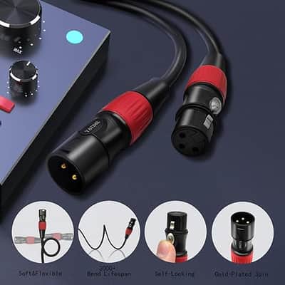 XLR Cable 6ft 6 Packs Premium XLR to XLR Cables XLR Microphone Cable Gold-Plated 3-pin Balanced XLR Speaker Cable Male to Female Mic Cable image 2