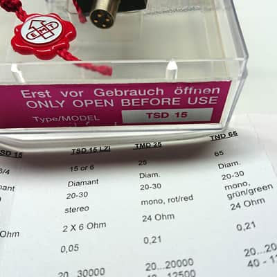 EMT TSD15 vdH van den Hul diamond tip - in the original box with all documents image 8