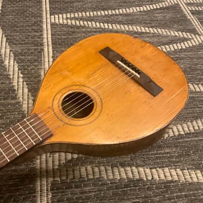 1800’s Era No-Name Mini Travel Guitar Round Body W/Pyramid Bridge Late 1800’s - Real Relic image 4