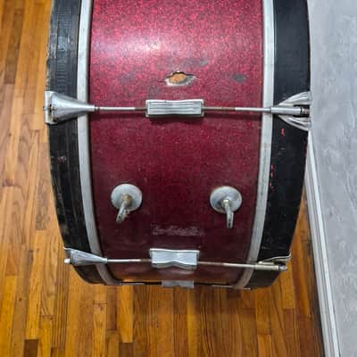 28" x 10" Vintage Ludwig Marching Bass Drum Red Sparkle image 3