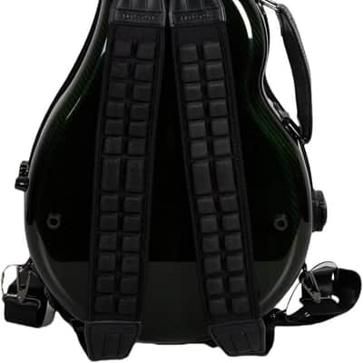 Crossrock Air Carbon Mandolin Case for F-Style (Fits Gibson F5) | Gloss 3K Carbon Weave Finish in Racing Green, TSA Lock, Backpack Straps, Dust Cover – Elite Flight Case image 4