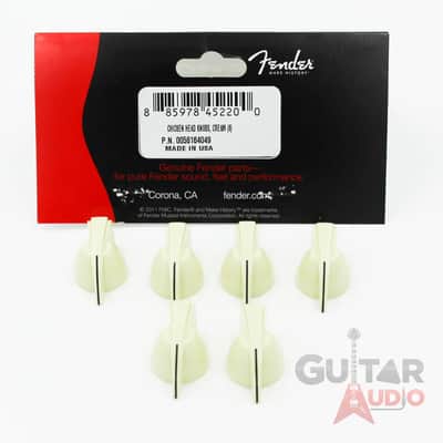 Genuine Fender Chicken Head Pointed Amplifier/Amp Control Knobs, Set of 6, CREAM image 1
