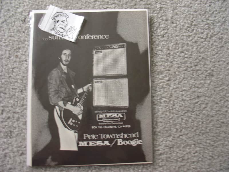 Mesa Boogie Vintage Advertisement for Mesa Boogie / Pete Townsend / The Who Guitar 1970's image 1