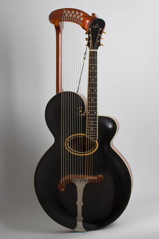 Gibson Style U Harp Guitar (1908), ser. #7554, Mark Leaf molded fiberglass hard shell case. image 1