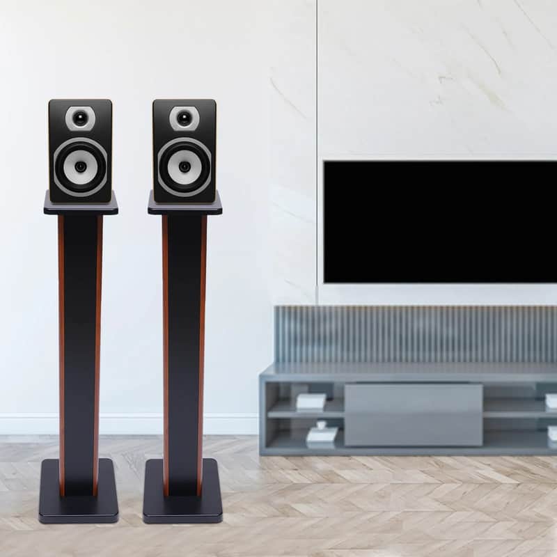 35.4-Inch Bookshelf Speaker Stands for Music Studios | Surround Sound Home Theater with Cable Management & Anti-Vibration Design image 1