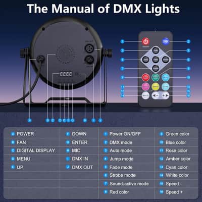 36 LED Stage Lights, Corded RGB Par Lights, 4/7 CH DMX Par Can, LED Stage Par with Sound Activated & DMX 512, Uplights for Wedding, Club, Event, Party, 4 Pack image 2