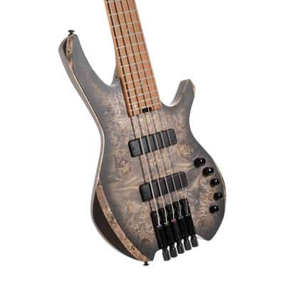 Cort SPACE5SDB Artisan Series Space 5 Poplar Burl Top Soft Maple Body 7pcs Roasted Maple, Walnut, Purple Heart & Maple Neck 5-String Bass Guitar w/Gig Bag image 1