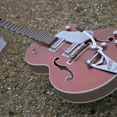 Gretsch G6118T Players Edition Anniversary™ Hollow Body with String-Thru Bigsby®, Rosewood Fingerboard - Two-Tone Copper Metallic/Sahara Metallic image 11