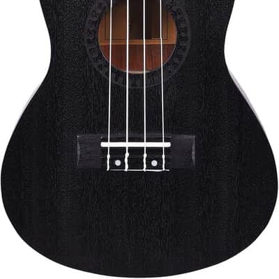Concert Ukulele 23" Spring Summer Collection of Ukuleles- Matt Finish with Strap & Bag (Raven Black) image 3