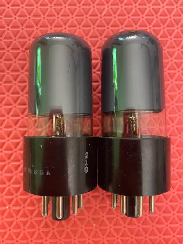 Matched Pair Hytron 6V6 6V6GT Vacuum Tubes Valves Black Glass image 1