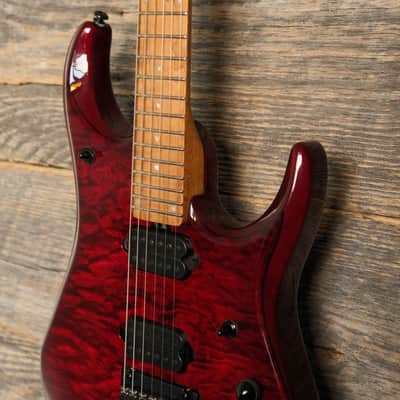 Ernie Ball Music Man JP15 Electric Guitar - Red Tide Quilt image 5