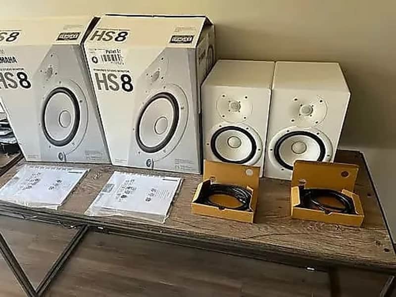 Yamaha HS8-W (HS8W - HS-8) Limited Edition White 8-inch Powered Studio Monitor Pair (Open-Box) *Mint image 1