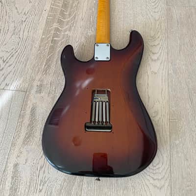 1980s PGM Moon Stratocaster Mahogany Custom Shop Dark Brown Sunburst Schecter USA Pickups Flamed Neck Japan Vintage image 15