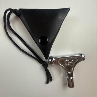 Pearl K025 Drum Key w/ Black Leather Pouch 1990s - Chrome image 10