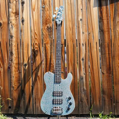 G&L USA Custom Shop ASAT Bass Black Crinkle Over Himalayan Blue 4-String Electric Bass Guitar w/ Black Tolex Case (2025) image 2