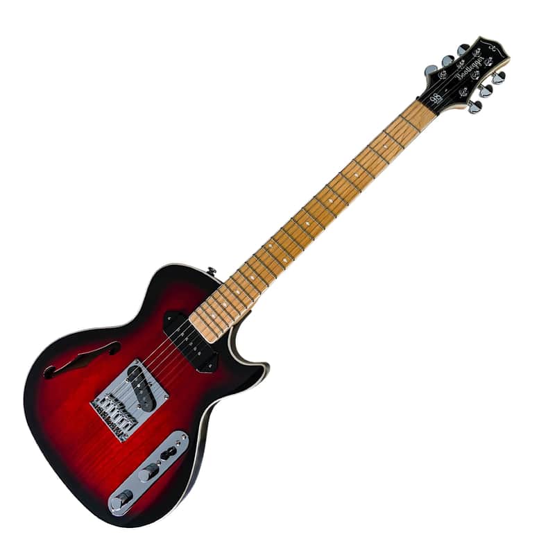 BootLegger Guitar Single Barrel 2021 Red Burst Custom Case & Flask P90 & Single Coil image 1