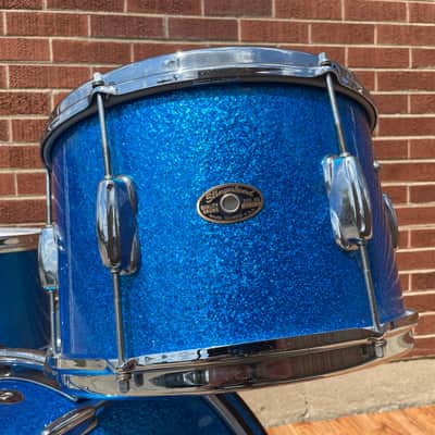 1960s Slingerland Stage Band Drum Set Blue Sparkle Rewrap 20/12/16 image 2