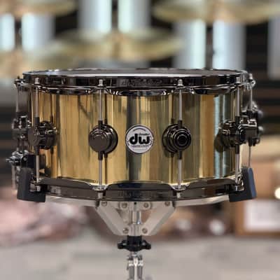 DW COLLECTOR'S 14X6.5 BELL BRASS SNARE DRUM BLACK NICKEL HW B STOCK image 1