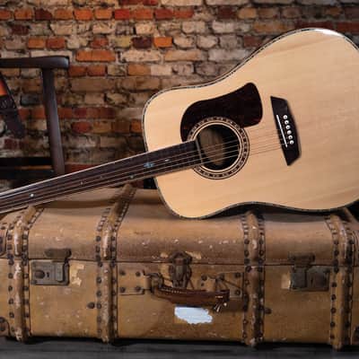 Washburn HD80S-L Heritage Elite, Solid Spruce / Striped Ebony Body image 9