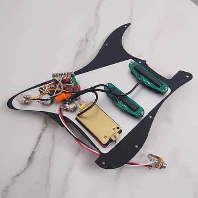 Red Double Blades Guitar Strat Stratocaster Style HSS Prewired Loaded Pickguard image 5