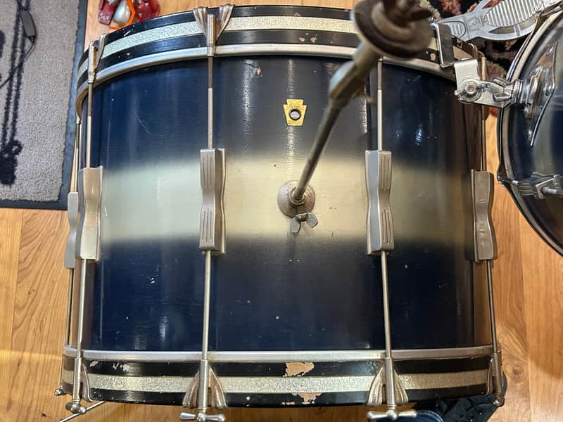 Ludwig 1965 Vintage Chicago Pioneer Blue/Grey Duco 3-Piece Drum Set w/ one stand( Snare), One Pedal (Speed Master), One Tom Bracket, & Faux Leather Snare Case image 1