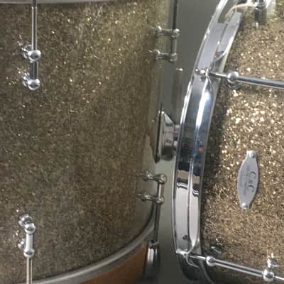 C&C Custom 2 Piece Jazz Bop Kit 18” Bass + 13” Snare Ginger / Champagne Glass Glitter Made in USA Maple Shells image 17