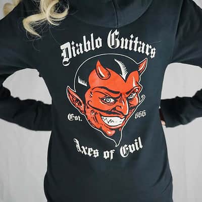 Diablo Guitars Zip-Up Hoodie "Axes of Evil EST.666" Evil MF Sleeve-MD image 7