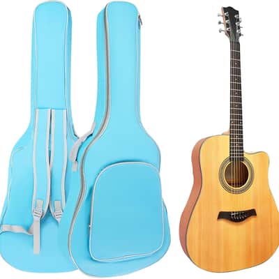 Acoustic Guitar Bag 40 41 Inch, Double Shoulder Adjustable Straps Guitar Case, Waterproof Soft Padded Guitar Gig Bag, Large Capacity Backpack for Acoustic Classical Guitar Lover (Light Blue) image 1