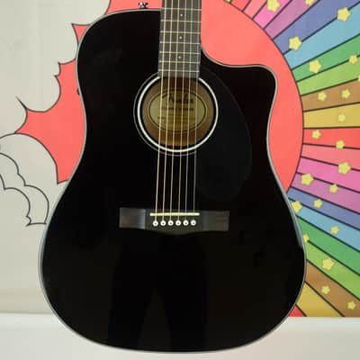 Used Fender CD60SCE Acoustic Guitar, Black, Pickup & Tuner, Hard Case image 1
