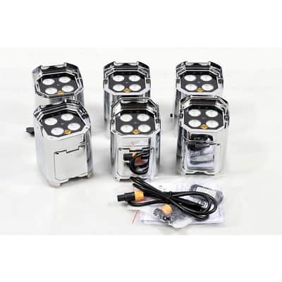 American DJ Element H6 6 pack battery powered pars with charge case and UCIR24 wireless remote Chrome Regular image 3