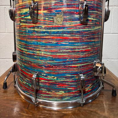 Ludwig No. 983-1 Hollywood Outfit 8x12 / 9x13 / 16x16 / 14x22" Drum Set with Keystone Badges 1968 - Psychedelic Red image 11