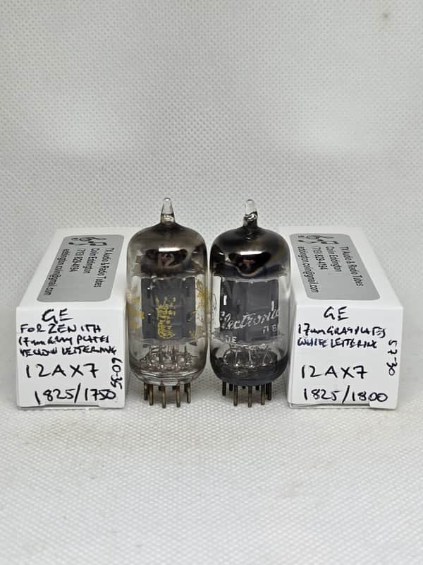 GE 12AX7 One Made For Zenith Gray Plate Very Well Matched (4.1%) Pair NOS ECC83 12AX7A image 1