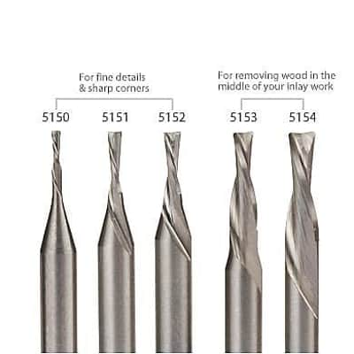 StewMac Carbide Downcut Inlay Router Bits, Set of all 5 sizes image 4