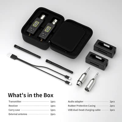 UHF Wireless XLR Transmitter and Receiver with Dual Antennas, 902-927MHz, 500ft Range, 50 Channels, Auto-Scaning, Plug on Wireless Mic Adapter for Audio Mixer, Remote Transmission, image 2