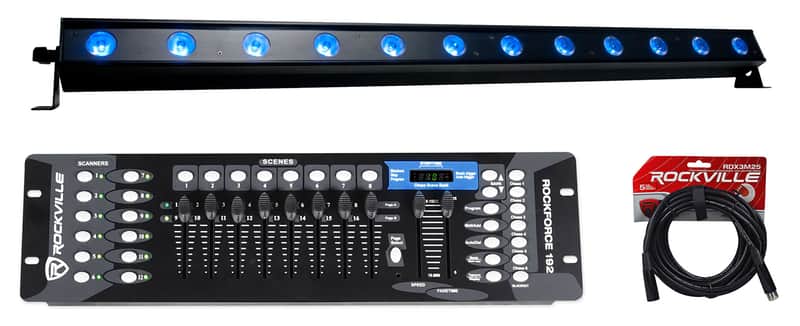 American DJ ADJ ULTRA HEX BAR 12 RF LED DMX Wash Light Bar+DMX Controller+Cable image 1